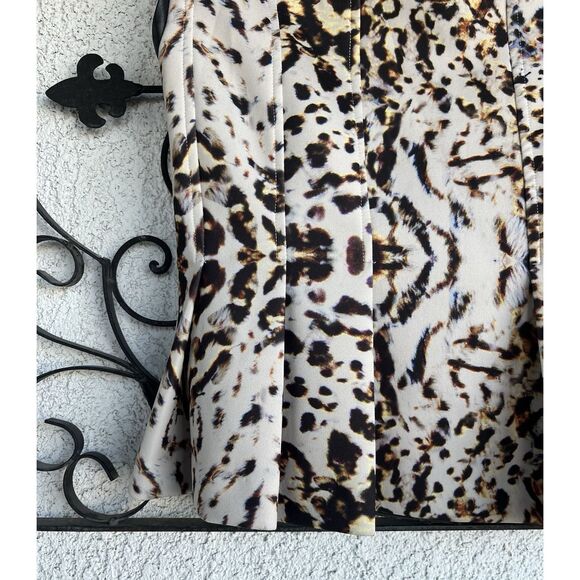 Zara Animal Print Faux Leather Trim Peplum Hem Top - Size Small - Multicolored - Picture 3 of 6